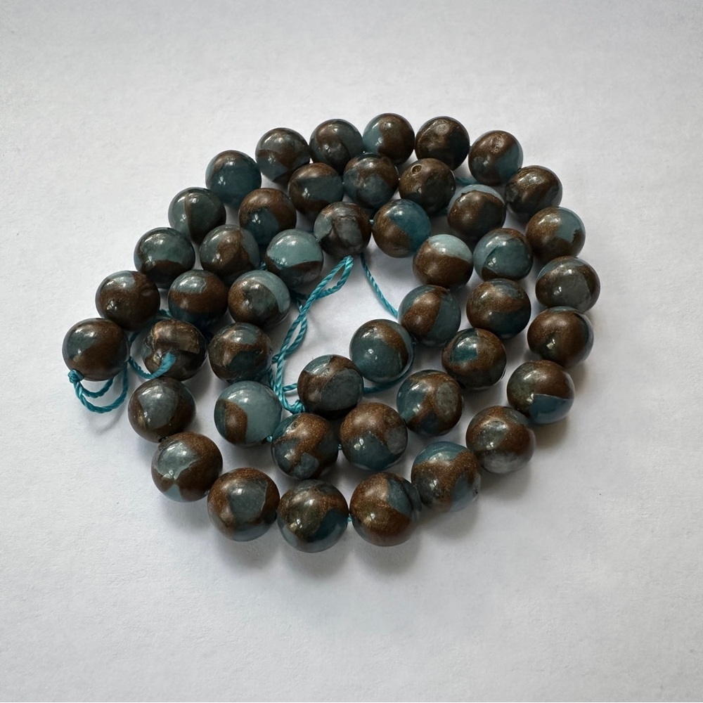 Lake Blue Cloisonne 8mm Natural Stone Beaded Stretchy Bracelet Size 7